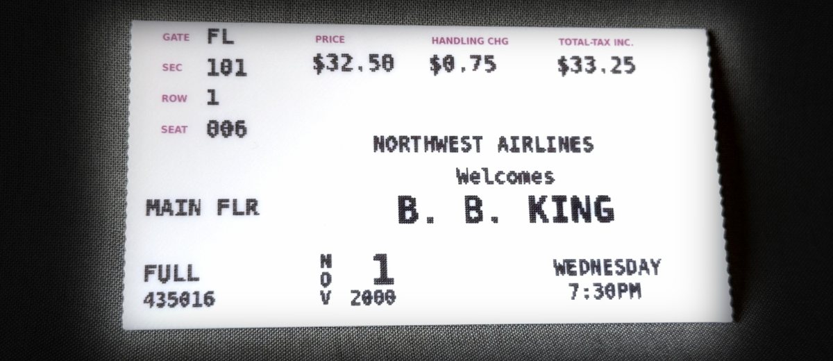 B.B. King commemorative concert stub keepsake, actual piece