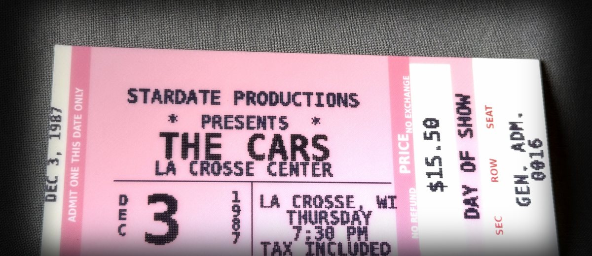 The Cars commemorative concert stub keepsake, actual piece