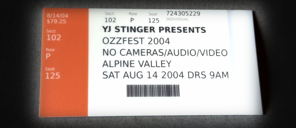 OzzFest 2004 commemorative concert stub keepsake, actual piece